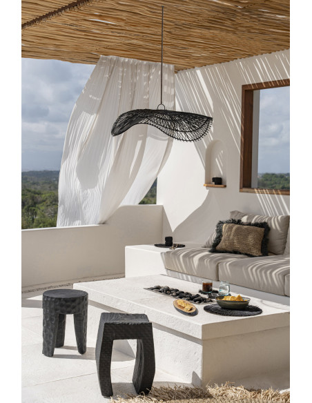 Abat-jour pour suspension XL 75 cm Rotin Noir The Chapeau 