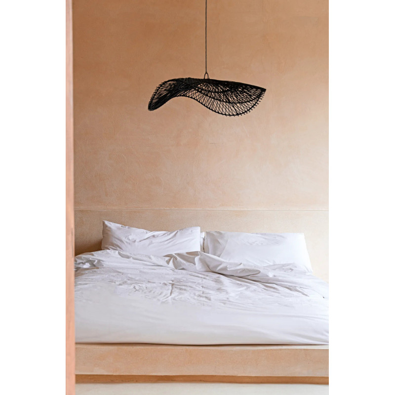 Abat-jour pour suspension XL 75 cm Rotin Noir The Chapeau 