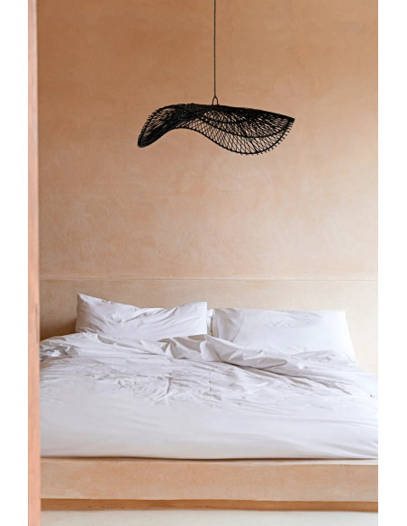 Abat-jour pour suspension XL 75 cm Rotin Noir The Chapeau 