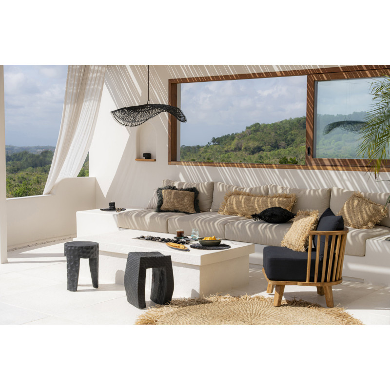 Abat-jour pour suspension XL 75 cm Rotin Noir The Chapeau 