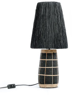 Lampe à poser Hauteur 56 cm Terre cuite Noir Rotin Naturel Noir The Naxos 