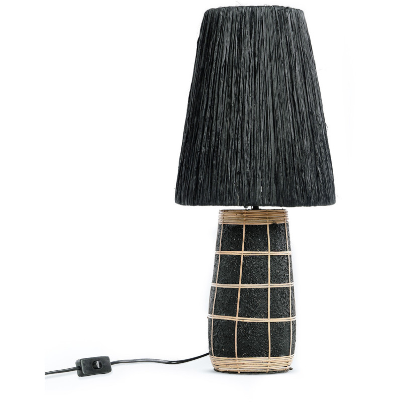 Lampe à poser Hauteur 56 cm Terre cuite Noir Rotin Naturel Noir The Naxos 