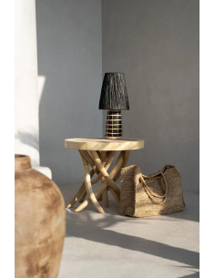 Lampe à poser Hauteur 56 cm Terre cuite Noir Rotin Naturel Noir The Naxos 