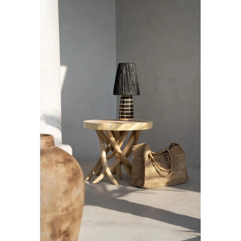 Lampe à poser Hauteur 56 cm Terre cuite Noir Rotin Naturel Noir The Naxos 