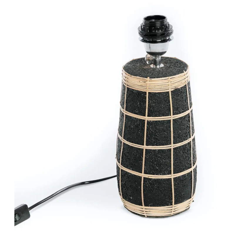 Lampe à poser Hauteur 56 cm Terre cuite Noir Rotin Naturel Noir The Naxos 