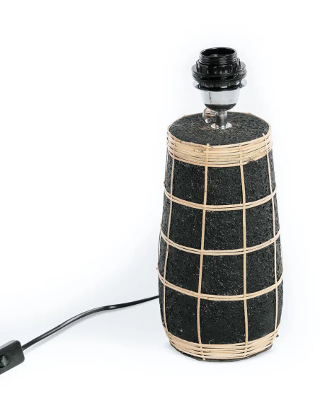 Lampe à poser Hauteur 56 cm Terre cuite Noir Rotin Naturel Noir The Naxos 