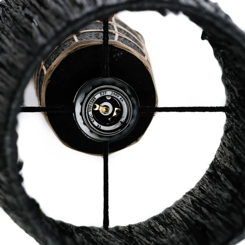 Lampe à poser Hauteur 56 cm Terre cuite Noir Rotin Naturel Noir The Naxos 