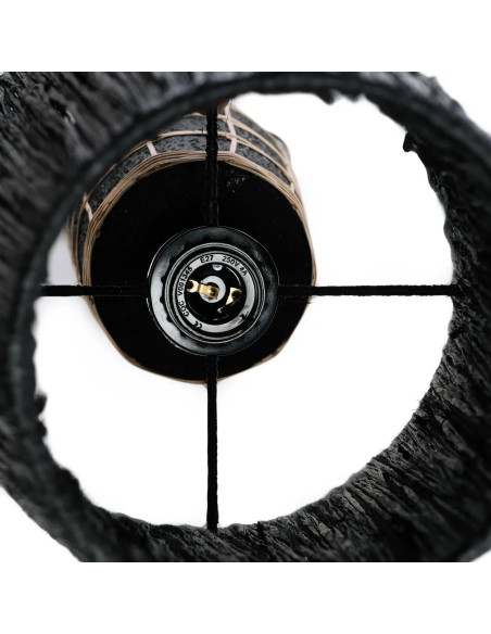 Lampe à poser Hauteur 56 cm Terre cuite Noir Rotin Naturel Noir The Naxos 