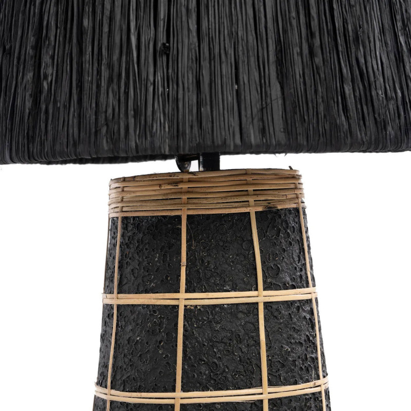 Lampe à poser Hauteur 56 cm Terre cuite Noir Rotin Naturel Noir The Naxos 