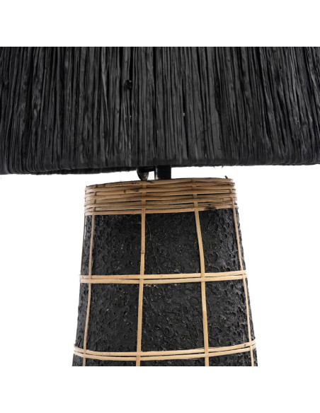 Lampe à poser Hauteur 56 cm Terre cuite Noir Rotin Naturel Noir The Naxos 