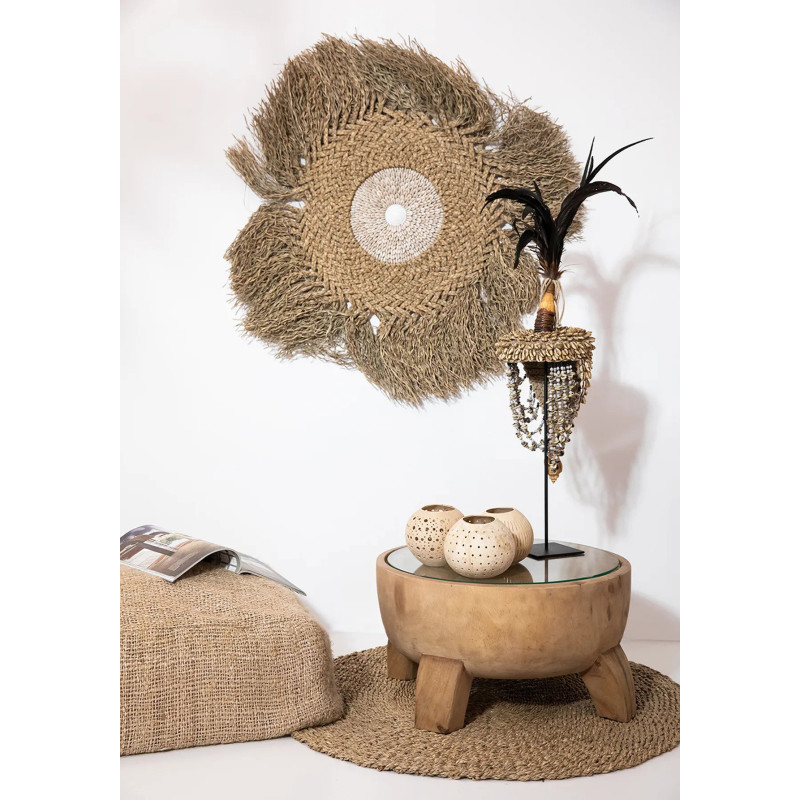 Tapis Rond 90 cm en Herbe de mer Naturel The Mékong River 