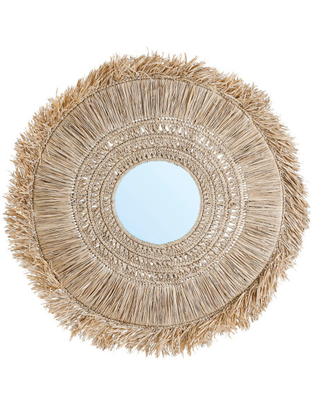 Miroir Mural Rond 70 cm en Herbe Naturel The Yuki 