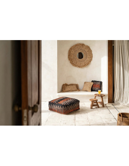 Miroir Mural Rond 70 cm en Herbe Naturel The Yuki 