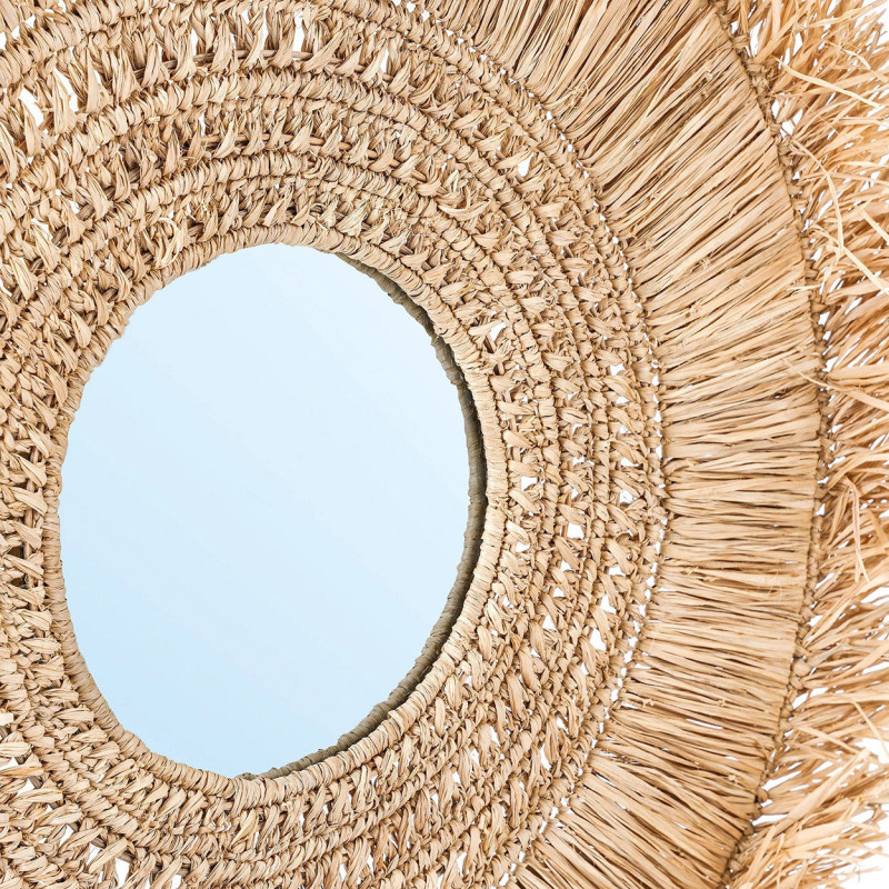 Miroir Mural Rond 70 cm en Herbe Naturel The Yuki 