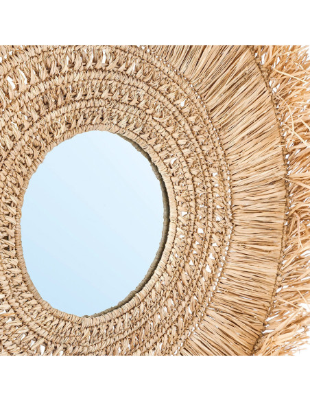 Miroir Mural Rond 70 cm en Herbe Naturel The Yuki 