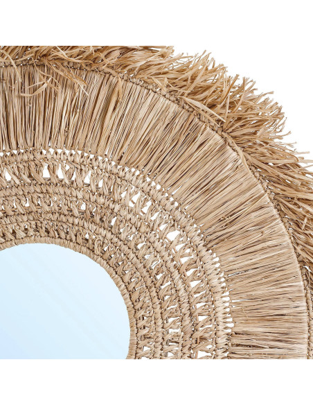 Miroir Mural Rond 70 cm en Herbe Naturel The Yuki 