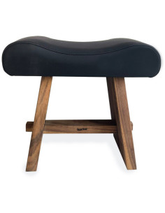 Tabouret moderne Rectangulaire en Bois de suar Naturel Cuir véritable Noir The Suar 