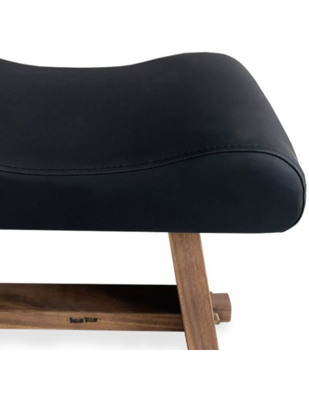 Tabouret moderne Rectangulaire en Bois de suar Naturel Cuir véritable Noir The Suar 