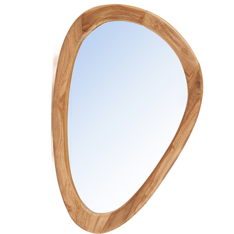Grand Miroir mural Organique 80x56 Bois de teck Naturel Organic 