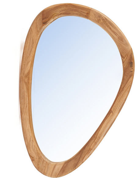 Grand Miroir mural Organique 80x56 Bois de teck Naturel Organic 