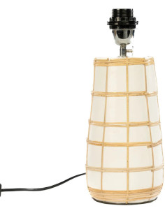 Lampe à poser originale Hauteur 51 cm en Terre cuite Blanc Rotin Herbe Naturel The Molokai 