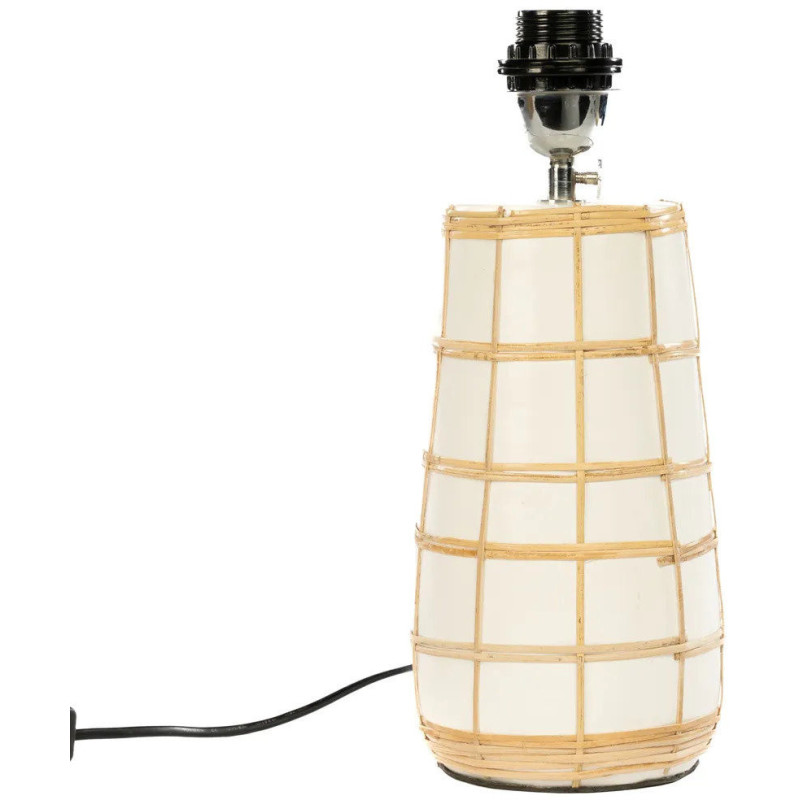 Lampe à poser originale Hauteur 51 cm en Terre cuite Blanc Rotin Herbe Naturel The Molokai 