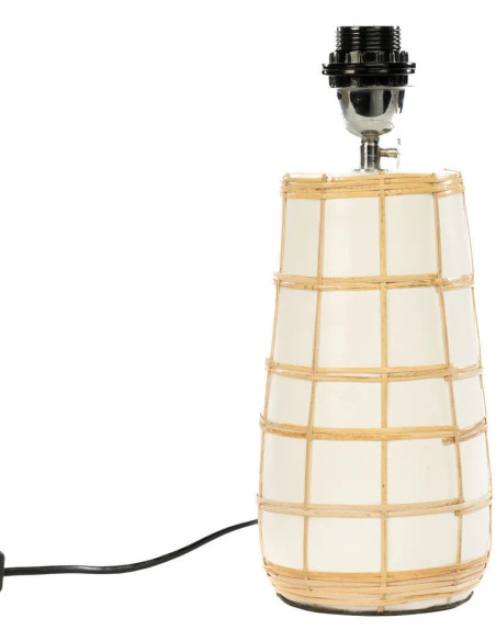 Lampe à poser originale Hauteur 51 cm en Terre cuite Blanc Rotin Herbe Naturel The Molokai 