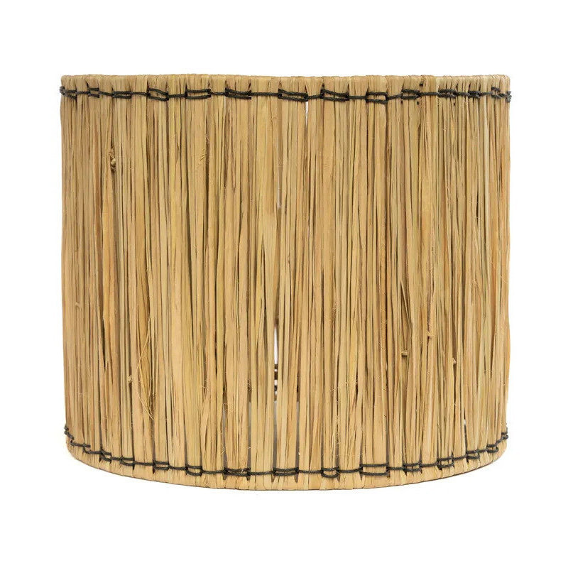 Lampe à poser originale Hauteur 51 cm en Terre cuite Blanc Rotin Herbe Naturel The Molokai 