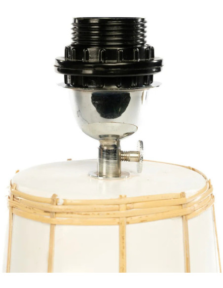 Lampe à poser originale Hauteur 51 cm en Terre cuite Blanc Rotin Herbe Naturel The Molokai 