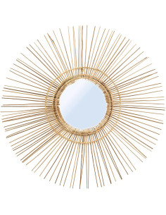 Miroir Mural Rond 80 cm en Rotin Naturel The Tropical 