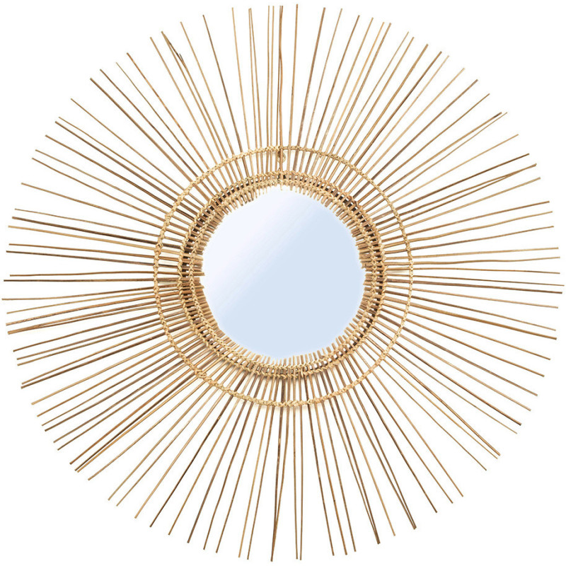 Miroir Mural Rond 80 cm en Rotin Naturel The Tropical 