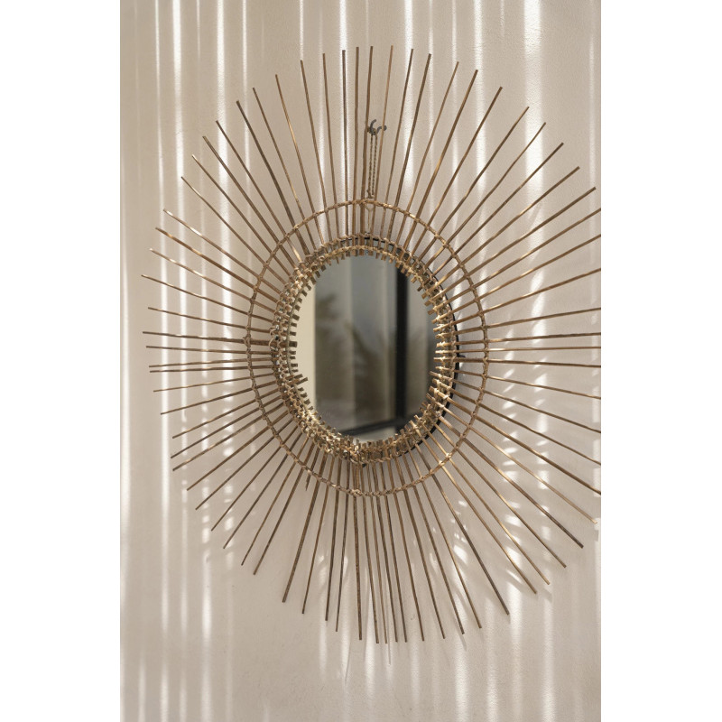 Miroir Mural Rond 80 cm en Rotin Naturel The Tropical 