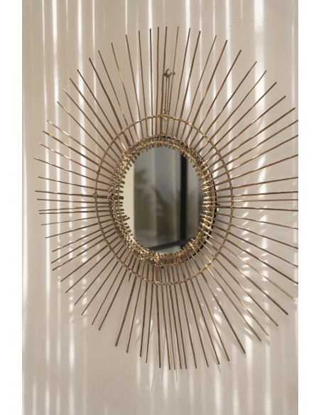 Miroir Mural Rond 80 cm en Rotin Naturel The Tropical 