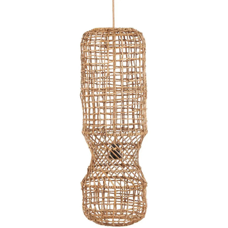 Grand Abat-jour bohème original Hauteur 75 cm Feuille de bananier Naturel Tressé The GuanYin 