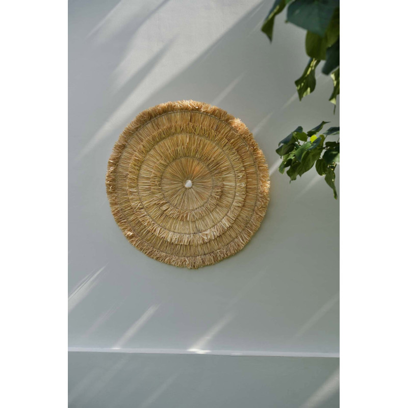 Décoration murale bohème chic ronde 85 cm Sisal Naturel Tressé The Sehseh 