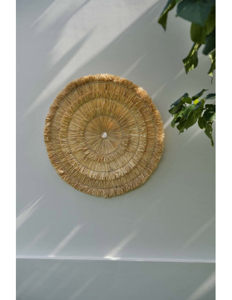 Décoration murale bohème chic ronde 85 cm Sisal Naturel Tressé The Sehseh 