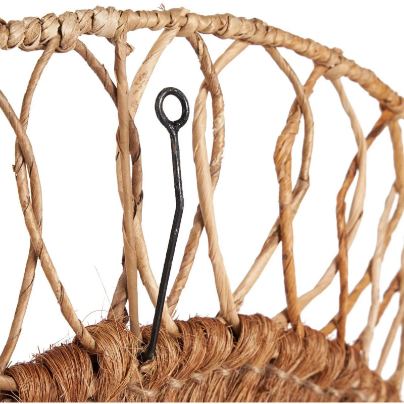 Grand Miroir mural bohème chic Rond 80x80 Feuille de bananier Noix de coco Naturel Tressé The Montezuma 