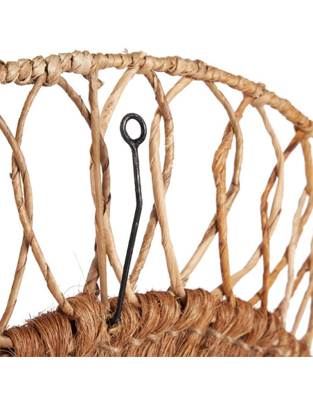 Grand Miroir mural bohème chic Rond 80x80 Feuille de bananier Noix de coco Naturel Tressé The Montezuma 