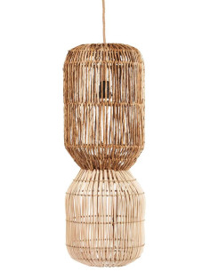 Grand Abat-jour bohème Cylindre Hauteur 70 cm Feuille de bananier Rotin Naturel Tressé The ChemChem 
