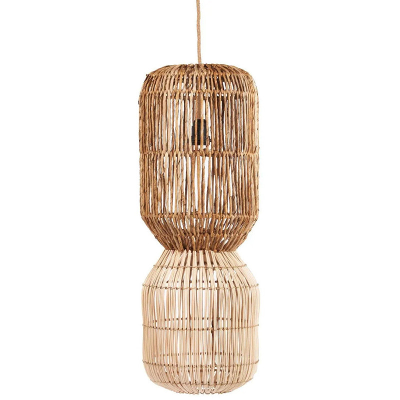 Grand Abat-jour bohème Cylindre Hauteur 70 cm Feuille de bananier Rotin Naturel Tressé The ChemChem 