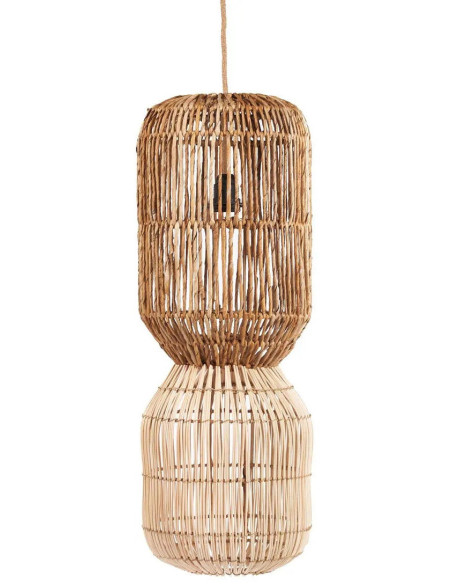 Grand Abat-jour bohème Cylindre Hauteur 70 cm Feuille de bananier Rotin Naturel Tressé The ChemChem 