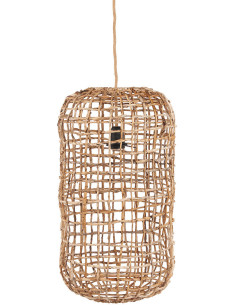 Grand Abat-jour bohème filet Hauteur 54 cm Feuille de bananier Naturel Tressé The Kuso 