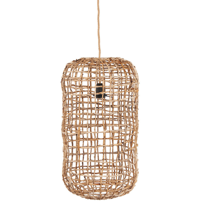 Grand Abat-jour bohème filet Hauteur 54 cm Feuille de bananier Naturel Tressé The Kuso 