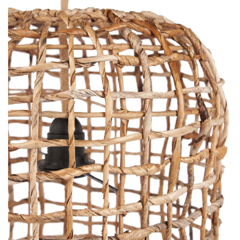 Grand Abat-jour bohème filet Hauteur 54 cm Feuille de bananier Naturel Tressé The Kuso 