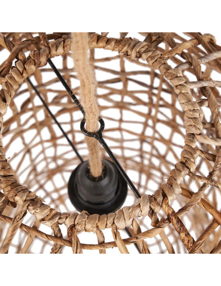 Grand Abat-jour bohème filet Hauteur 54 cm Feuille de bananier Naturel Tressé The Kuso 