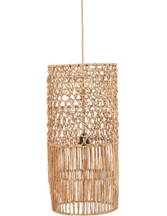 Abat-jour bohème cylindre Hauteur 67 cm Feuille de bananier Naturel Tressé The Takuhanki 