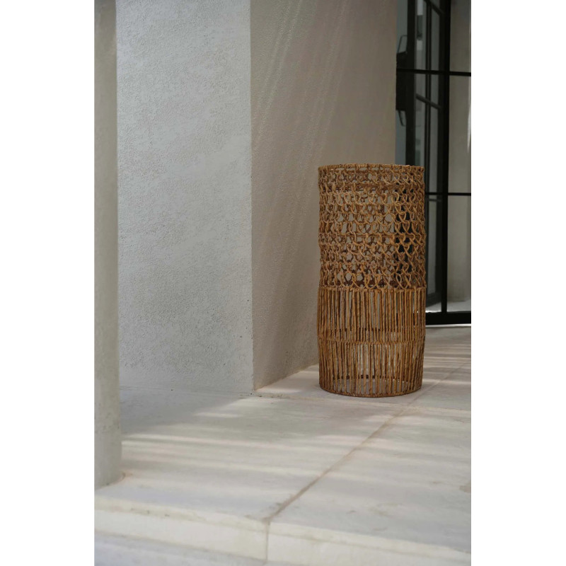 Abat-jour bohème cylindre Hauteur 67 cm Feuille de bananier Naturel Tressé The Takuhanki 