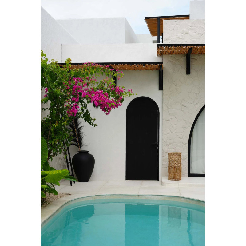 Abat-jour bohème cylindre Hauteur 67 cm Feuille de bananier Naturel Tressé The Takuhanki 