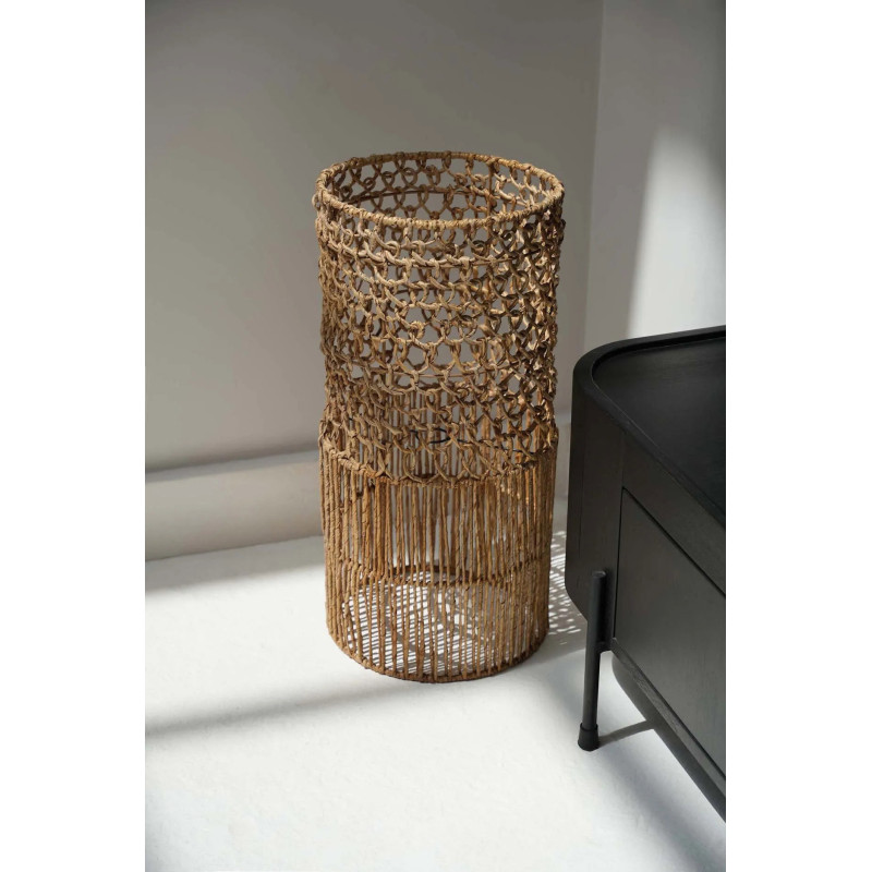 Abat-jour bohème cylindre Hauteur 67 cm Feuille de bananier Naturel Tressé The Takuhanki 