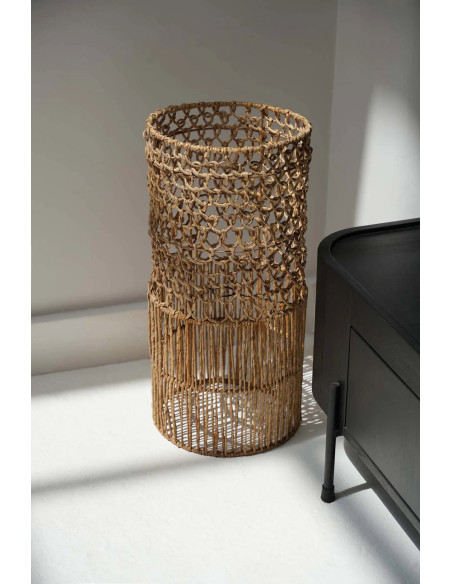 Abat-jour bohème cylindre Hauteur 67 cm Feuille de bananier Naturel Tressé The Takuhanki 